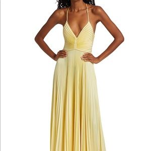 A.L.C Aries pleated gown in lemon yellow